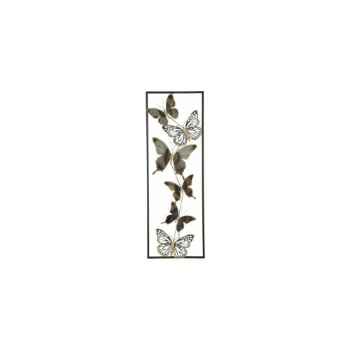Decoratiune de perete cu fluturi - Roma1084 - Negru - Argintiu - Metal - 90x31x25 cm