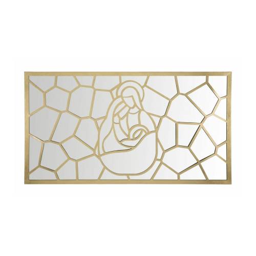 Decoratiune de perete - Roma1329 - Auriu - Metal - MDF si Oglinda - 66x120x2 cm