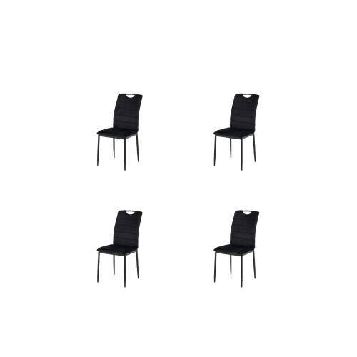 Set 4 scaune Riga - 43x54x92 cm - Velvet Negru