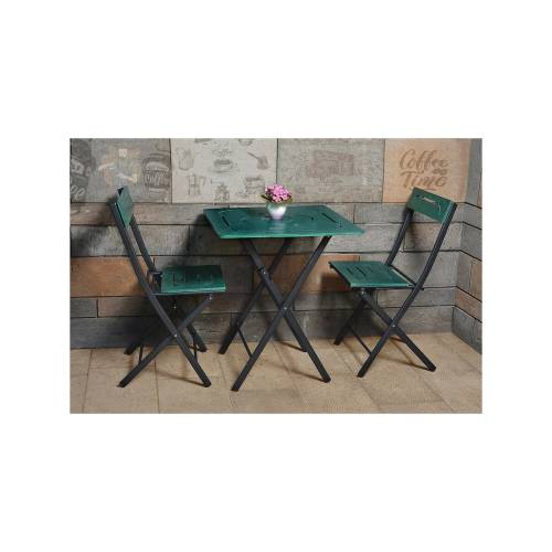 Set Masuta cu 2 scaune pentru Gradina/Terasa - Bistro - 60x60x73 cm - Verde/Negru